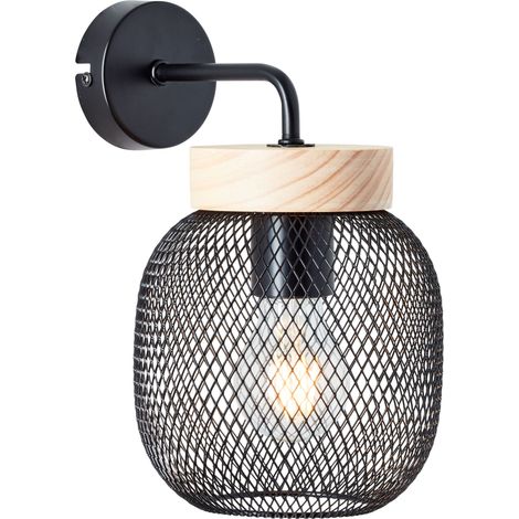 Brilliant Wandleuchte Giada H 26,5 cm, E27, Metall/Holz, schwarz/braun