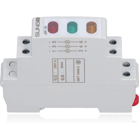 Voyant de Rail DIN, Voyant LED Rouge Jaune Vert pour Circuits AC 50 Hz 60 Hz, Voyants de Rail de Guidage LED pour Contacteur de Démarreur Magnétique (1/5)