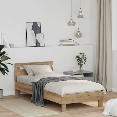 vidaXL Cadre de lit Chêne artisanal 98,5 x 200 cm Bois d'ingénierie