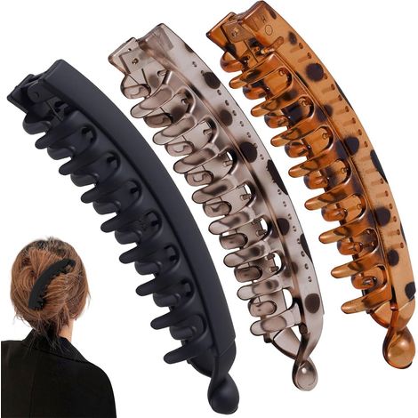 3 pièces pinces banane grandes pinces à cheveux antidérapantes pour femmes doubles peignes classiques accessoires cheveux pour (1/5)