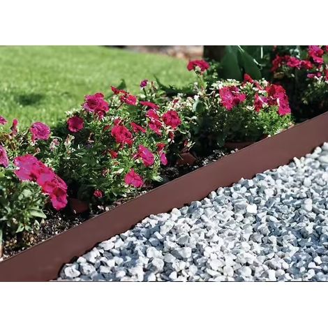 NORTENE Bordure de jardin acier galvanisé marron 1,06 m - hauteur 18 cm - 5 piquets intégrés (1/2)