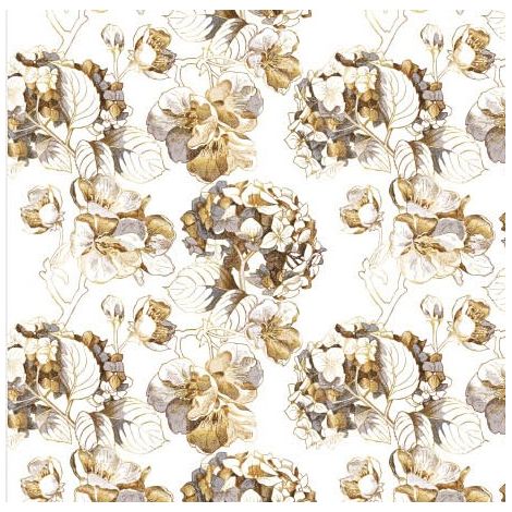 Tela decorativa para exteriores Oxford, motivo de flores doradas I DR010 (1/5)