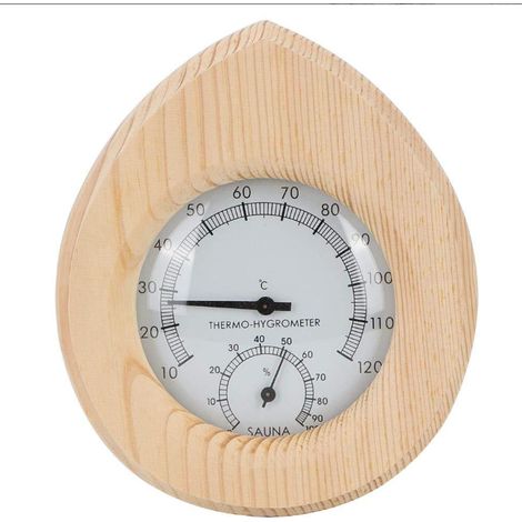 Accessoire de sauna compteur de température et d'humidité en bois hammam sec table d'affichage en bois massif type goutte d'eau