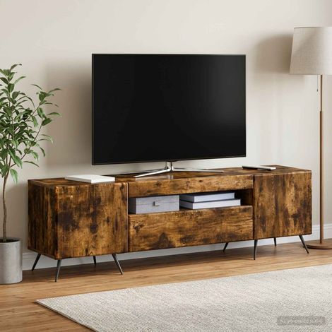 vidaXL Mueble de TV LED Roble Ahumado Madera de ingeniería (1/5)