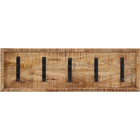 vidaXL Perchero de pared con 5 ganchos madera maciza de mango (1/2)