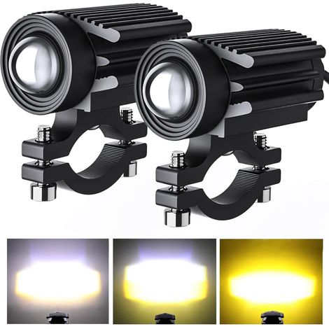 2luces antiniebla LED para motocicleta 25W 6000lm 6000K/3000K ámbar/amarillo blanco lámpara auxiliar de dos tonos luz de trabajo todoterreno para motocicleta camión SUV ATV bicicleta eléctrica tractor (1/5)