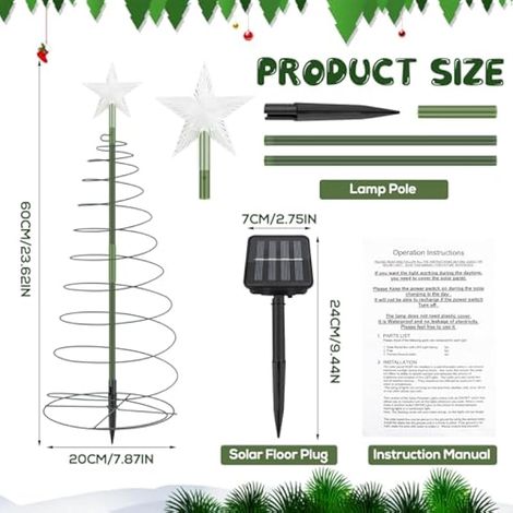Sapin Lumineux Exterieur, Afenau Sapin de Nol Lumineux Extérieur, Imperméable Deco Noel Exterieur Solaire, Decoration Noel Exterieur Solaire pour Jardins, Terrasses (Blanc Chaud) (1/5)