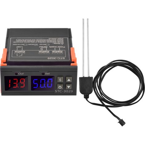 Contrôleur d'humidité du sol numérique miniature à LED DC24V 10A avec capteur, plage de mesure de 0 % à 100 % HR et sonde de 1 m (1/5)