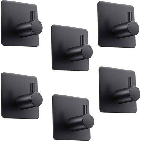 Klebehaken, 6-teiliges Handtuchhaken-Set, Klebehaken für Bad und Küche, weiße Klebehaken, schwarze Klebehaken, selbstklebende Haken, Klebehaken-Set (1/5)
