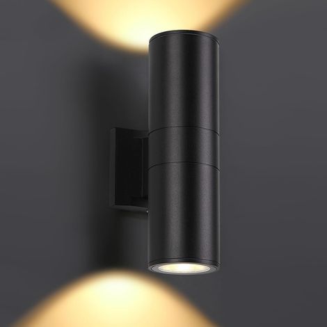 Ein Set aus oberen und unteren Wandleuchten, zylindrischen Außenwandleuchten, modernen Außenbeleuchtungskörpern aus Aluminium, rostfrei und wasserdicht, geeignet für Veranden, Terrassen, Feuchträume, 