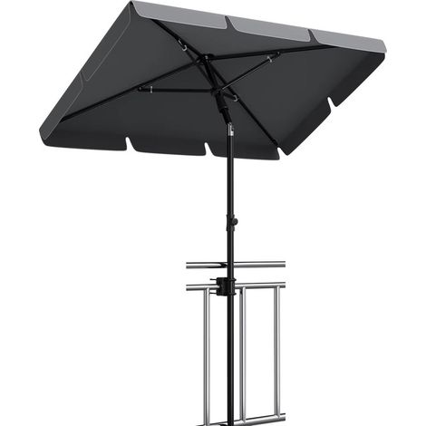 Parasol 200x125 cm, parasol de plage, hauteur réglable de 145 à 225 cm, pliable à 45° avec couverture, sans base, Gris (1/5)