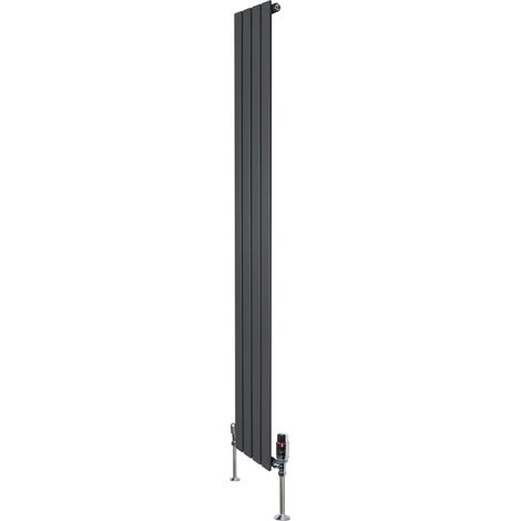 Radiatore Verticale 1800 x 280 mm con Valvole TRV Grigio Antracite