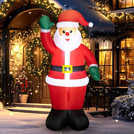 Père Noël, 1,84 m de haut, avec éclairage LED, décoration de jardin autogonflante (1/5)