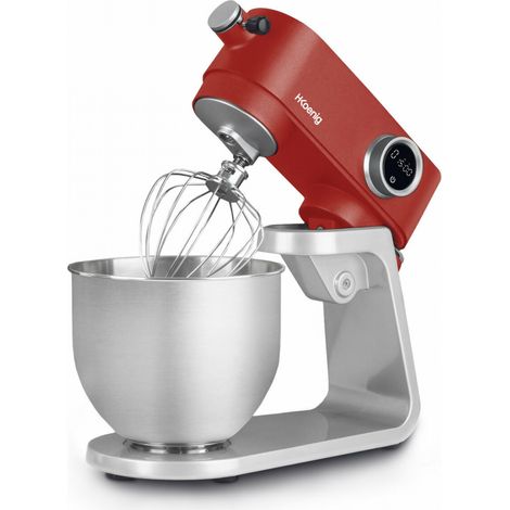 Robot pâtissier métal 5L – Puissance 800W – 8 vitesses – Bol en acier inoxydable – Tête inclinable et couvercle anti-éclaboussures – Hkoenig