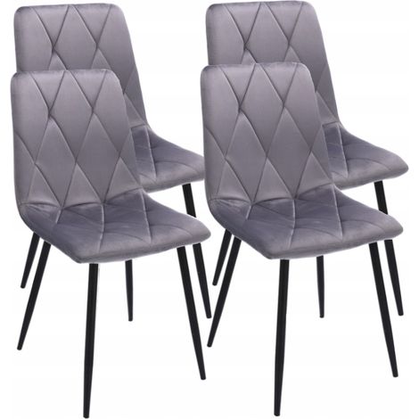4 sedie con schienale in velluto trapuntato, stile moderno (1/5)