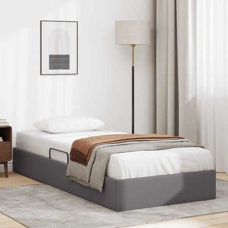 Estructura de Cama Ottoman Gris 100 x 200 cm Cuero sintético (1/5)