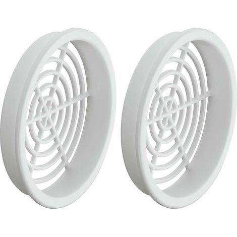 2x Grille d'aération ronde avec cache perforé en plastique avec bord de recouvrement à encastrer Ventilation Cache Protection Plafond Mur Rosette, Ø65mm blanc (1/2)