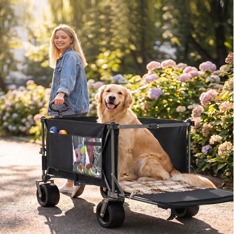 Chariot de transport pliable 180 cm, 300 L, roues tout-terrain, noir HAVRYA (1/4)