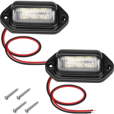 Set mit 4 schwarzen LED-Kennzeichenleuchten, 12-24V DC, Rückleuchten, Einstiegsleuchten, Innenraumleuchten und Ladeflächenleuchten für Lkw, Wohnmobile und Anhänger (1/5)