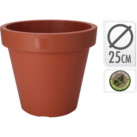 Pot de jardin décoratif en terre cuite, rond, 25 x 22 cm