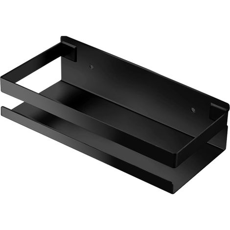 Rechteckiges Wandregal aus rostfreiem Metall für Badezimmer, Küche und Waschküche (20 cm schwarz)