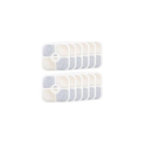 Filtres de fontaine à eau 12 pièces – Charbon actif pour Catit PIXI 43717 – Purification optimale – Dimensions 12,4 x 12,4 cm (1/5)