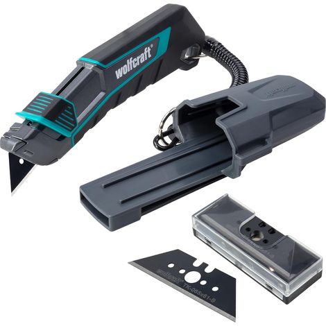 wolfcraft - Juego de cúter de cuchilla trapezoidal PRO SAFETY con estuche - ref.8669060