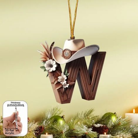 Pendentif En Acrylique - Initiale Personnalisable W - Décoration De Sapin De Noël Et D'Objets - Thème Denim - Pour Projets DIY - 1 Pièce (1/5)