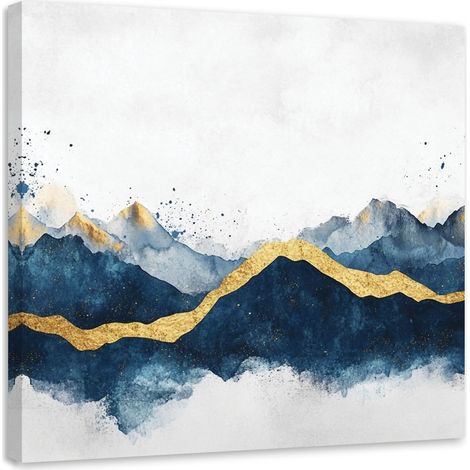 Tableau déco Abstrait Or Bleu Moderne 60x60 (1/5)