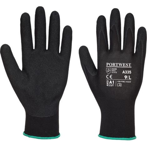 Guante Dermi-Grip NPR15 - Nitrilo Arenoso para un Agarre Perfecto / Negro / S