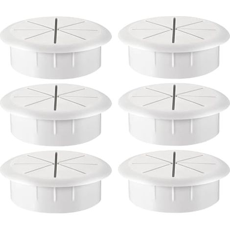 Passe-câble de table 50 mm, lot de 6, blanc (1/5)