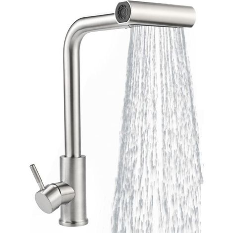 1-teiliges Spülbecken mit multifunktionalem, spritzfreiem Teleskopkopf – vier Geschwindigkeitsstufen, galvanisiert + Schlauch (1/4)