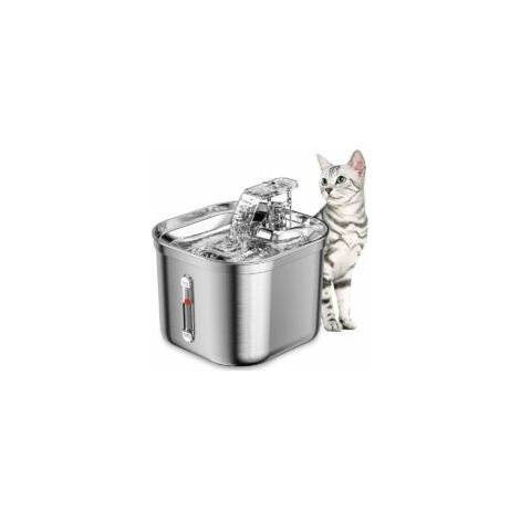 Fontana per gatti, fontana in acciaio inox da 2,2 litri, pompa dell'acqua ultra silenziosa, dispenser d'acqua per cani lavabile in lavastoviglie.