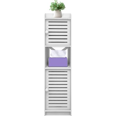 Yongqing – Colonne de salle de bain rangement 2 portes – Dimensions 20x20x75cm – Matériau PP – Design blanc élégant pour espaces réduits