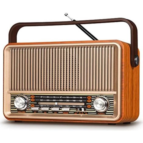 Radio vintage AM/FM/SW – Radio Bluetooth – Recargable o con alimentación de red – USB/TF/AUX – Portátil – Ideal para personas mayores (1/2)