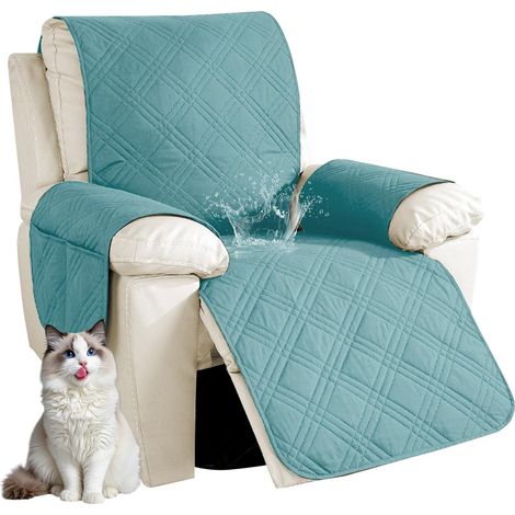 Sesselschoner mit Taschen, Rutschfester &amp Waschbarer Sesselüberwurf für Relaxsessel &amp Fernsehsessel, Sesselbezug aus Mikrofaser – Schutz vor Tierhaaren, Flecken &amp Abnutzung
