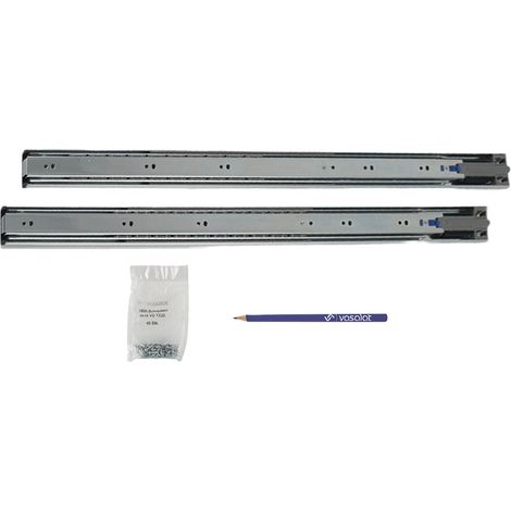 Schubladenschienen 650mm softclose Kugelführung - Vollauszug mit integrierter Dämpfung, 32-Systemlochung - 1 Paar (1/5)