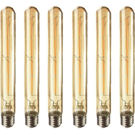 Paquet de 6, vis de base E27 rétro ampoule à filament LED Edison, ampoule à LED long tube en verre fumé T30 4W, 2700k (1/5)