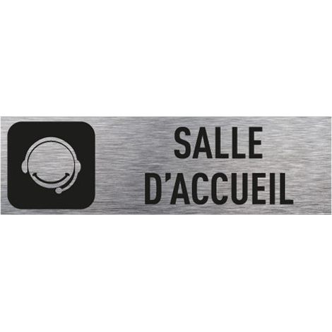 Pictogramme SALLE D'ACCUEIL (Q0204).- Adhésif aspect aluminium brossé -