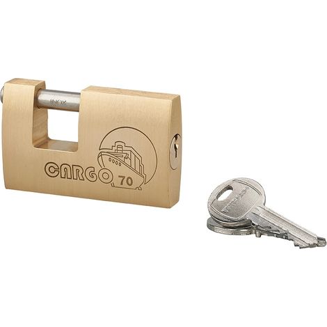 Lucchetto Cargo 70mm, 2 chiavi HG5, ottone pieno, arco acciaio inox, serranda, container, garage,  per industria - THIRARD