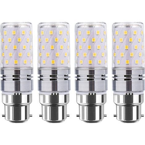 B22 LED-Lampen, Maiskolbenform, 12 W, 4er-Pack, entspricht einer 100-W-Glühbirne, 4000 K, AC 85–265 V. B22 Bajonettsockel.