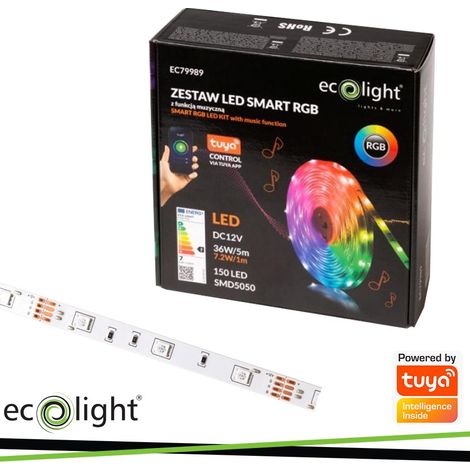 KIT SMART STRIP 7.2W/M RGB IP2 TUYA APP BOBINA DA 5MT (1/2)
