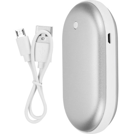 Mini Réchauffeur De Mains Électrique - Charge Rapide USB - Contrôle Température 45-55°C - Protection Sécurité Intégrée - Argent (1/5)