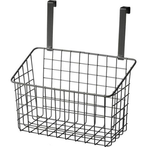 Organisateur cuisine métal noir panier de porte - 28x12x22.5cm (1/5)