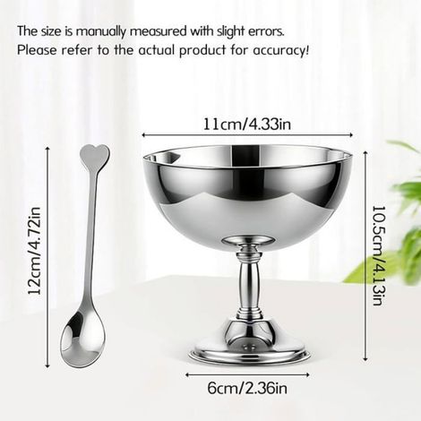 Tasses glace acier inoxydable bol dessert rétro cuillère réutilisable 11 cm VERRINE (1/5)