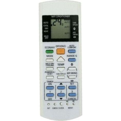 Panasonic Air Con Remote Control Commande à distance pour Air‑Con White ABS , XU,Télécommande de Remplacement pour Climatiseur A75C3300 3208 3706 3708 3883 3935 - (1/4)