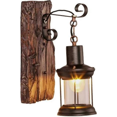 Applique murale industrielle en bois Archaize, lampe murale rustique décorative (1/5)