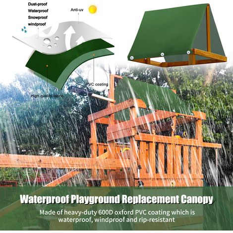 Couverture d'auvent de remplacement pour aire de jeux, bâche pare-soleil d'extérieur imperméable, Protection UV, ensemble de jeu d'arrière-cour 43x90 pouces (1/5)