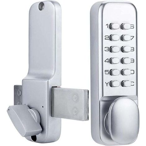 Serrure de porte mécanique en acier inoxydable avec pavés numériques(argent) (1/4)