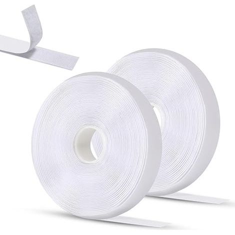 Bande Adhésive Double Face Blanche - 8m x 2cm Scratch Autocollant Puissant pour Cadre Photo, Fenêtre, Moustiquaire - Fixation Sans Percer, Idéal pour le Bricolage - 2 Rouleaux (1/5)